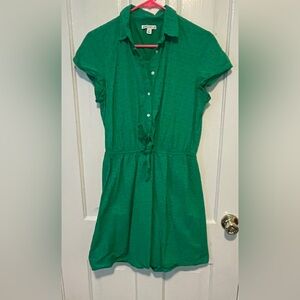 J Crew Factory green mini eyelet shirt dress.
